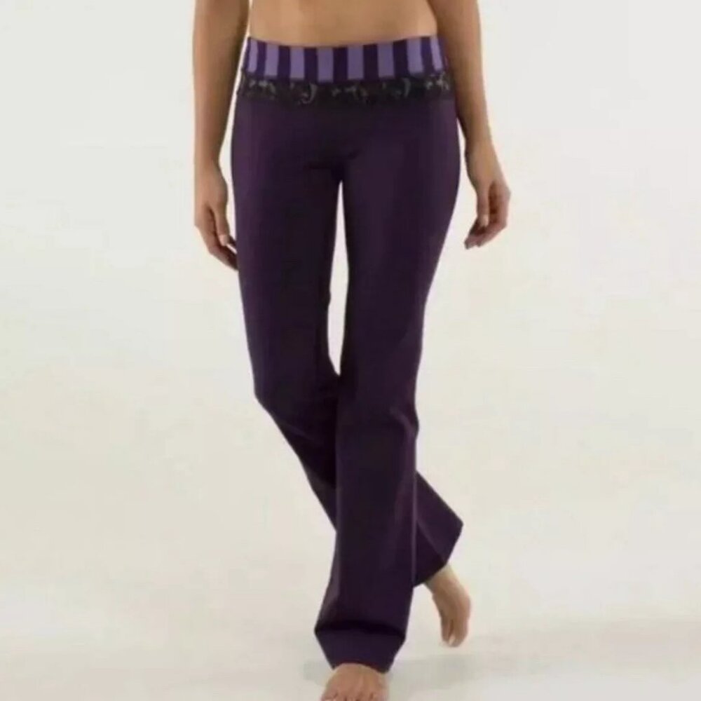Lululemon Groove Pant Full‎ On Luon Womens 6 Wide Leg Purple Yoga Athleisure